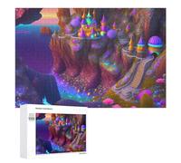 Puzzle 1000 PCS pour Adolescents Fantasy Castle on A Rainbow Cliff Puzzles pour Adultes Jeux De Détente Décoration Parfaite Interaction Parent-Enfant 1000 PCS