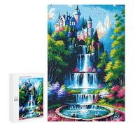 Puzzle 1000 PCS pour Adolescents Fantasy Castle Waterfall Landscape Painting Jeux De Puzzle Relaxants, Défi Difficile, Cadeaux Uniques pour Anniversaire Et Noël 1000 PCS