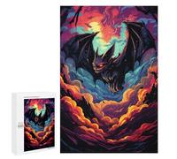 Puzzle 1000 PCS pour Adolescents Fiery Demon Bat Artwork Puzzle pour Adolescents Améliore La Mémoire Défi À Compléter Amusant en Famille Et Soirée Jeux 1000 PCS