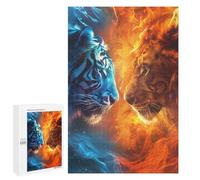 Puzzle 1000 PCS pour Adolescents Fire Vs Ice Tiger Vs Lion Puzzle pour Adolescents Améliore La Mémoire Défi À Compléter Amusant en Famille Et Soirée Jeux 1000 PCS
