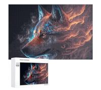 Puzzle 1000 PCS pour Adolescents Flame Wolf Digital Art Puzzle pour Adultes Jeu De Réflexion, Analyse Et Logique, Idéal comme Cadeau 1000 PCS