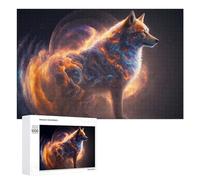 Puzzle 1000 PCS pour Adolescents Flame-Wrapped Wolf A Mystical Artwork Puzzles pour Adultes Jeu Familial Course De Vitesse Manuelle Cadeaux Anti-Stress 1000 PCS
