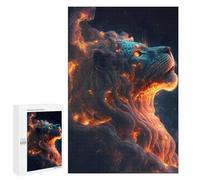 Puzzle 1000 PCS pour Adolescents Flaming Lion Digital Art Puzzle Adulte Jeu Manuel Décoration Intérieure Cadeaux Uniques pour Anniversaire Et Noël 1000 PCS