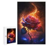 Puzzle 1000 PCS pour Adolescents Flaming Rose Wall Art Print Puzzle pour Adolescents Améliore La Mémoire Défi À Compléter Amusant en Famille Et Soirée Jeux 1000 PCS