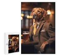Puzzle 1000 PCS pour Adolescents Fox Red Labrador at Pub Puzzles pour Adultes Jeu Familial Décoration Intérieure pour Anniversaire, Noël 1000 PCS