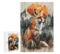 Puzzle 1000 PCS pour Adolescents Fox Sunset Watercolor Puzzle pour Adultes Jouets Anti-Stress Difficile Idéal comme Cadeau 1000 PCS