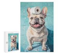 Puzzle 1000 PCS pour Adolescents Frenchie with Toilet Paper on Head Puzzles pour Adultes : Améliorent La Mémoire, Difficiles Et Stimulants, Cadeaux De Noël Et d'anniversaire 1000 PCS
