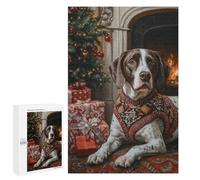 Puzzle 1000 PCS Pour Adolescents German Shorthaired Pointer Dog in Christmas Sweater by Fireplace Puzzles Pour Adultes Jeux De Détente Décoration Intérieure Cadeaux Uniques Pour Anniversaire Et Noël 1