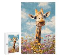 Puzzle 1000 PCS pour Adolescents Giraffe in Flower Field-2 Puzzle pour Adolescents Améliore La Mémoire Défi À Compléter Amusant en Famille Et Soirée Jeux 1000 PCS