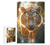 Puzzle 1000 PCS pour Adolescents Glowing-Eyed Tiger in The Jungle Jeux De Puzzle Relaxants, Défi Difficile, Cadeaux Uniques pour Anniversaire Et Noël 1000 PCS