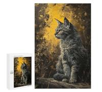 Puzzle 1000 PCS pour Adolescents Golden Meadows Maine Coon Jeux De Puzzle Relaxants, Défi Difficile, Cadeaux Uniques pour Anniversaire Et Noël 1000 PCS