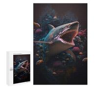 Puzzle 1000 PCS pour Adolescents Great White Shark in Coral Reef Puzzles pour Adultes Jeux De Détente Décoration Intérieure Cadeaux Uniques pour Anniversaire Et Noël 1000 PCS