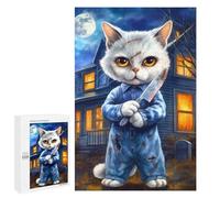 Puzzle 1000 PCS pour Adolescents Halloween Cat Puzzles pour Adultes Jeu Familial Décoration Intérieure pour Anniversaire, Noël 1000 PCS