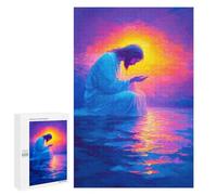Puzzle 1000 PCS pour Adolescents Jesus Praying at Sunset Puzzle Adulte Jeu Manuel Décoration Intérieure Cadeaux Uniques pour Anniversaire Et Noël 1000 PCS