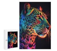 Puzzle 1000 PCS pour Adolescents Leopard Neon Puzzle Jeux De Famille Assemblage De Motifs Cadeaux Uniques pour Anniversaire Et Noël 1000 PCS