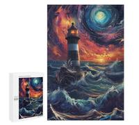 Puzzle 1000 PCS pour Adolescents Lighthouse in Stormy Sea Puzzles pour Adultes : Améliorent La Mémoire, Difficiles Et Stimulants, Cadeaux De Noël Et d'anniversaire 1000 PCS