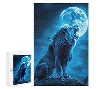 Puzzle 1000 PCS pour Adolescents Lion Under A Full Moon Puzzles pour Adultes Jeu Familial Décoration Intérieure pour Anniversaire, Noël 1000 PCS