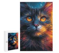 Puzzle 1000 PCS pour Adolescents Magical Fire Cat Artwork Puzzle pour Adolescents Améliore La Mémoire Défi À Compléter Amusant en Famille Et Soirée Jeux 1000 PCS