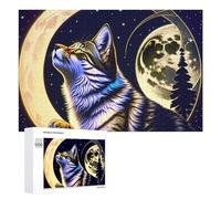 Puzzle 1000 PCS pour Adolescents Magical Moonlit Cat Art Print Puzzles pour Adultes Jeux De Détente Décoration Parfaite Interaction Parent-Enfant 1000 PCS