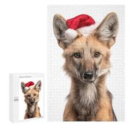 Puzzle 1000 PCS pour Adolescents Maned Wolf Christmas Portrait Puzzle Jeux De Famille Assemblage De Motifs Cadeaux Uniques pour Anniversaire Et Noël 1000 PCS