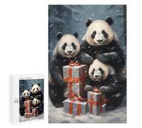 Puzzle 1000 PCS pour Adolescents Merry Xmas Panda Family Puzzle Adulte Jeu Manuel Décoration Intérieure Cadeaux Uniques pour Anniversaire Et Noël 1000 PCS