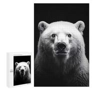 Puzzle 1000 PCS pour Adolescents Monochrome Polar Bear Portrait Puzzle pour Adultes Jeux Relaxants Décoration Parfaite, pour Toute La Famille 1000 PCS
