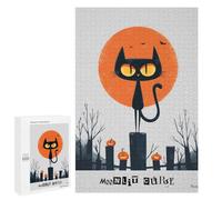 Puzzle 1000 PCS pour Adolescents Moonlit Curse - Black Cat Halloween Art Casse-têtes pour Adultes Jeux Relaxants Analyse Et Logique Interaction Parent-Enfant 1000 PCS