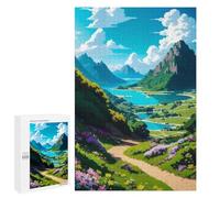 Puzzle 1000 PCS pour Adolescents Mountain Valley with Path Puzzles pour Adultes Jeux De Détente Décoration Parfaite Interaction Parent-Enfant 1000 PCS