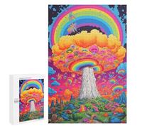 Puzzle 1000 PCS pour Adolescents Mushroom Rainbow Scene Puzzle pour Adolescents Améliore La Mémoire Défi À Compléter Amusant en Famille Et Soirée Jeux 1000 PCS