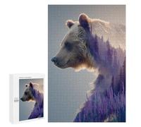 Puzzle 1000 PCS pour Adolescents Nature's Majesty Bear, Mountains, Flowers Puzzle pour Adolescents Améliore La Mémoire Défi À Compléter Amusant en Famille Et Soirée Jeux 1000 PCS