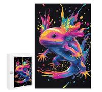 Puzzle 1000 PCS pour Adolescents Neon Axolotl Splash Puzzle Jeux De Famille Assemblage De Motifs Cadeaux Uniques pour Anniversaire Et Noël 1000 PCS