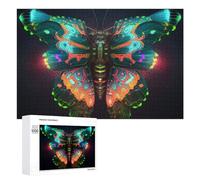 Puzzle 1000 PCS pour Adolescents Neon Butterfly A Digital Art Masterpiece Puzzle pour Adultes Jeu De Réflexion, Analyse Et Logique, Idéal comme Cadeau 1000 PCS