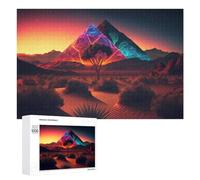 Puzzle 1000 PCS pour Adolescents Neon Desert Pyramid Puzzles pour Adultes Jeu Familial Course De Vitesse Manuelle Cadeaux Anti-Stress 1000 PCS