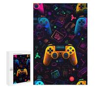 Puzzle 1000 PCS pour Adolescents Neon Gaming Controllers-4 Puzzles pour Adultes Jeu Familial Course De Vitesse Manuelle Cadeaux Anti-Stress 1000 PCS