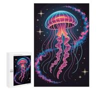 Puzzle 1000 PCS pour Adolescents Neon Jellyfish in Space Illustration Jeux De Puzzle Relaxants, Défi Difficile, Cadeaux Uniques pour Anniversaire Et Noël 1000 PCS