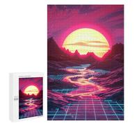 Puzzle 1000 PCS pour Adolescents Neon Sunset Grid Landscape Puzzles pour Adultes : Améliorent La Mémoire, Difficiles Et Stimulants, Cadeaux De Noël Et d'anniversaire 1000 PCS