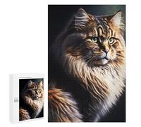 Puzzle 1000 PCS pour Adolescents Paint Long Hair Cat Puzzle Jeux De Famille Assemblage De Motifs Cadeaux Uniques pour Anniversaire Et Noël 1000 PCS