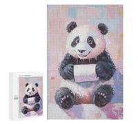 Puzzle 1000 PCS pour Adolescents Panda with Toilet Paper Puzzles pour Adultes Jeu Familial Décoration Intérieure pour Anniversaire, Noël 1000 PCS