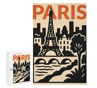 Puzzle 1000 PCS pour Adolescents Paris Eiffel Tower Cityscape Illustration Casse-têtes pour Adolescents Analyse Et Logique Interaction Parent-Enfant Jeux Stimulants Jouets 1000 PCS