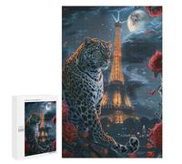 Puzzle 1000 PCS pour Adolescents Paris Night Leopard Romance Puzzle pour Adolescents Améliore La Mémoire Défi À Compléter Amusant en Famille Et Soirée Jeux 1000 PCS