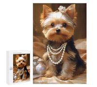 Puzzle 1000 PCS pour Adolescents Pearl-Adorned Yorkshire Terrier Puzzles pour Adultes Jeux De Détente Décoration Intérieure Cadeaux Uniques pour Anniversaire Et Noël 1000 PCS