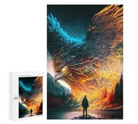 Puzzle 1000 PCS pour Adolescents Phoenix Rising A Man Faces The Giant Bird Puzzles pour Adultes Jeux De Détente Décoration Parfaite Interaction Parent-Enfant 1000 PCS