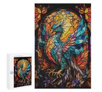 Puzzle 1000 PCS pour Adolescents Phoenix Stained Glass Puzzles pour Adultes Jeux Relaxants Décoration Intérieure Cadeaux Uniques pour Anniversaire Et Noël 1000 PCS