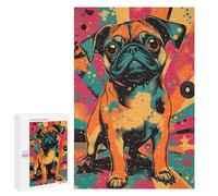 Puzzle 1000 PCS pour Adolescents Pug in Retro Style Charming Pug in Artistic Vibes Puzzles pour Adultes Jeux De Détente Décoration Intérieure Cadeaux Uniques pour Anniversaire Et Noël 1000 PCS