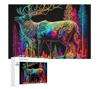 Puzzle 1000 PCS pour Adolescents Rainbow Forest Deer Illustration Puzzle pour Adultes, Jouet, Décoration Murale, Améliore La Mémoire, Aide À Exercer Le Cerveau 1000 PCS
