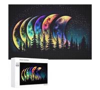 Puzzle 1000 PCS pour Adolescents Rainbow Moons Over Forest Puzzles pour Adultes Jeux De Détente Décoration Parfaite Interaction Parent-Enfant 1000 PCS