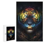 Puzzle 1000 PCS pour Adolescents Rainbow Tiger Portrait Puzzle Jeux De Famille Assemblage De Motifs Cadeaux Uniques pour Anniversaire Et Noël 1000 PCS