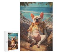 Puzzle 1000 PCS pour Adolescents Relaxing French Bulldog in Hammock Puzzle pour Adolescents Améliore La Mémoire Défi À Compléter Amusant en Famille Et Soirée Jeux 1000 PCS
