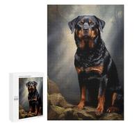 Puzzle 1000 PCS pour Adolescents Rottweiler Portrait Puzzle Jeux De Famille Assemblage De Motifs Cadeaux Uniques pour Anniversaire Et Noël 1000 PCS