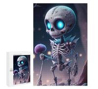 Puzzle 1000 PCS pour Adolescents Spooky Skeleton with Glowing Eyes Puzzles pour Adultes Jeux De Détente Décoration Parfaite Interaction Parent-Enfant 1000 PCS